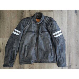 Bull Faster Distressed Brown Leather Motorcycle Jacket With Removable Liner 2XL